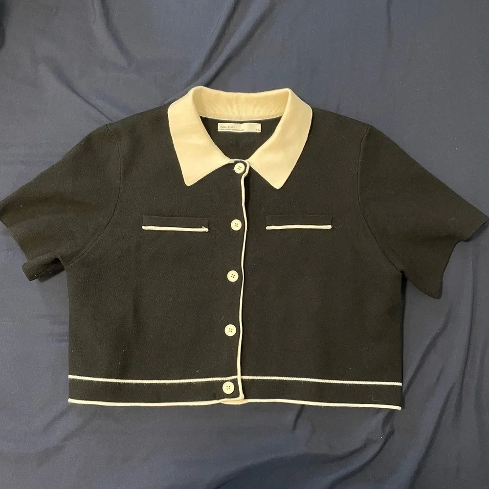 Oak + Fort Cropped Knit Blouse - Picture 2 of 3